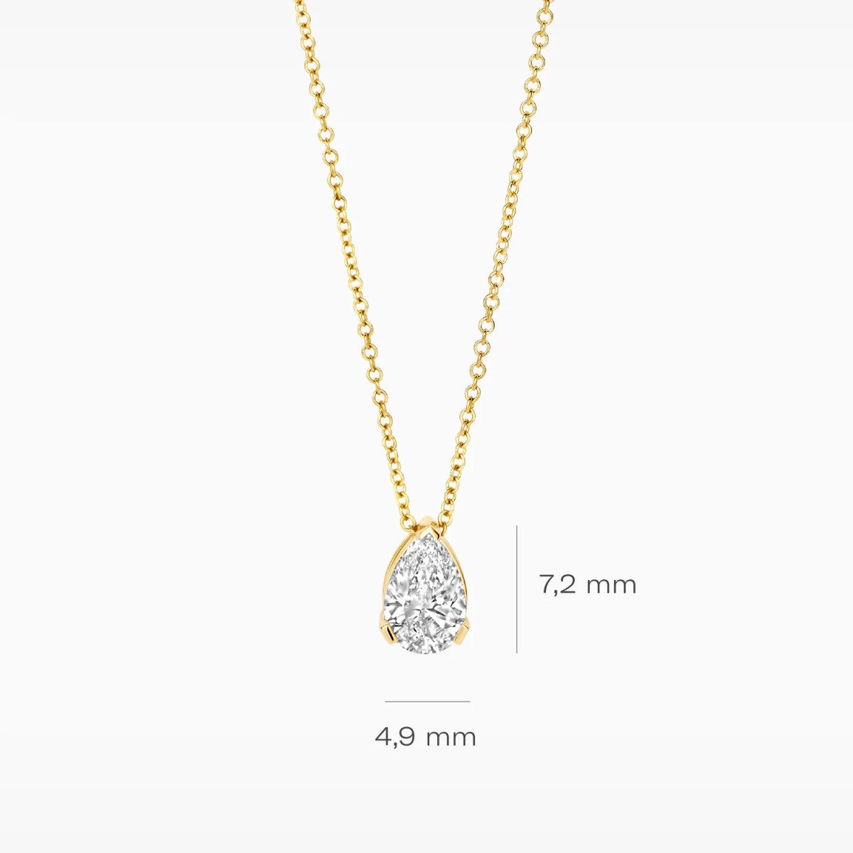 Blush Lab Diamonds LG3012Y gouden ketting lab grown diamant peer 0.50 crt 4.9 mm x 7.2 mm - Lengte 42 cm