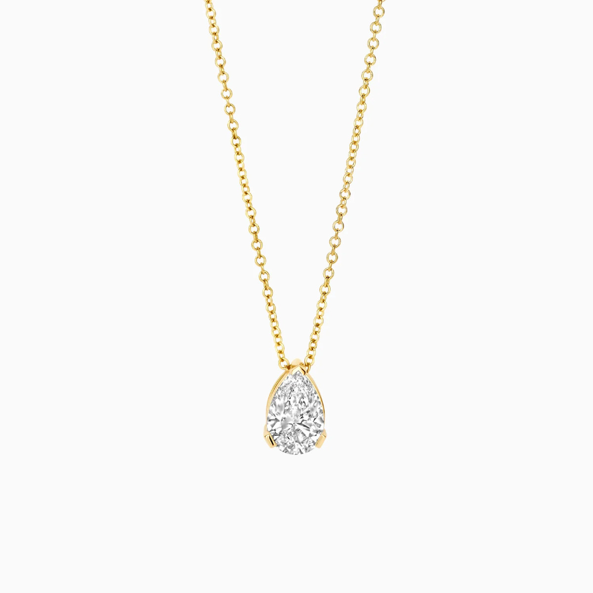 Blush Lab Diamonds LG3012Y gouden ketting lab grown diamant peer 0.50 crt 4.9 mm x 7.2 mm - Lengte 42 cm