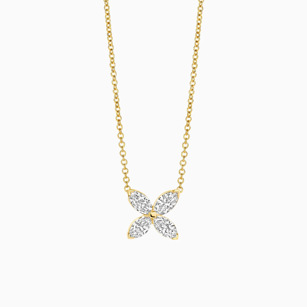 Blush Lab Diamonds LG3013Y gouden ketting met bloem lab grown diamant 0.40 crt - Lengte 42 cm