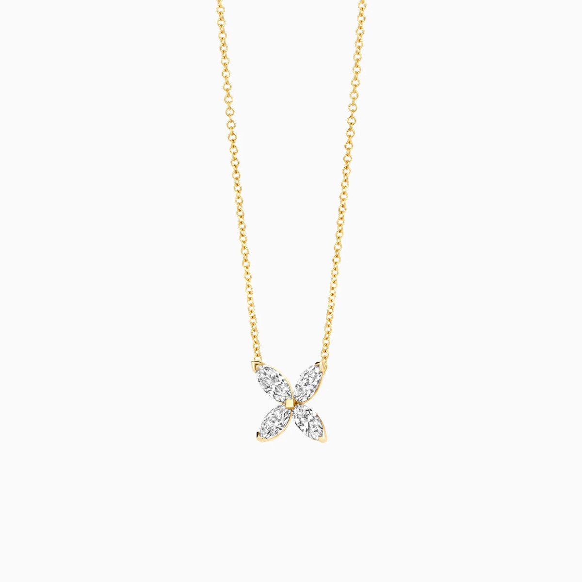Blush Lab Diamonds LG3013Y gouden ketting met bloem lab grown diamant 0.40 crt - Lengte 42 cm