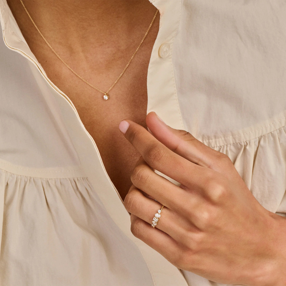 Blush Lab Diamonds LG3014Y gouden ketting met ronde lab grown diamant 0.15 crt - Lengte 42 cm