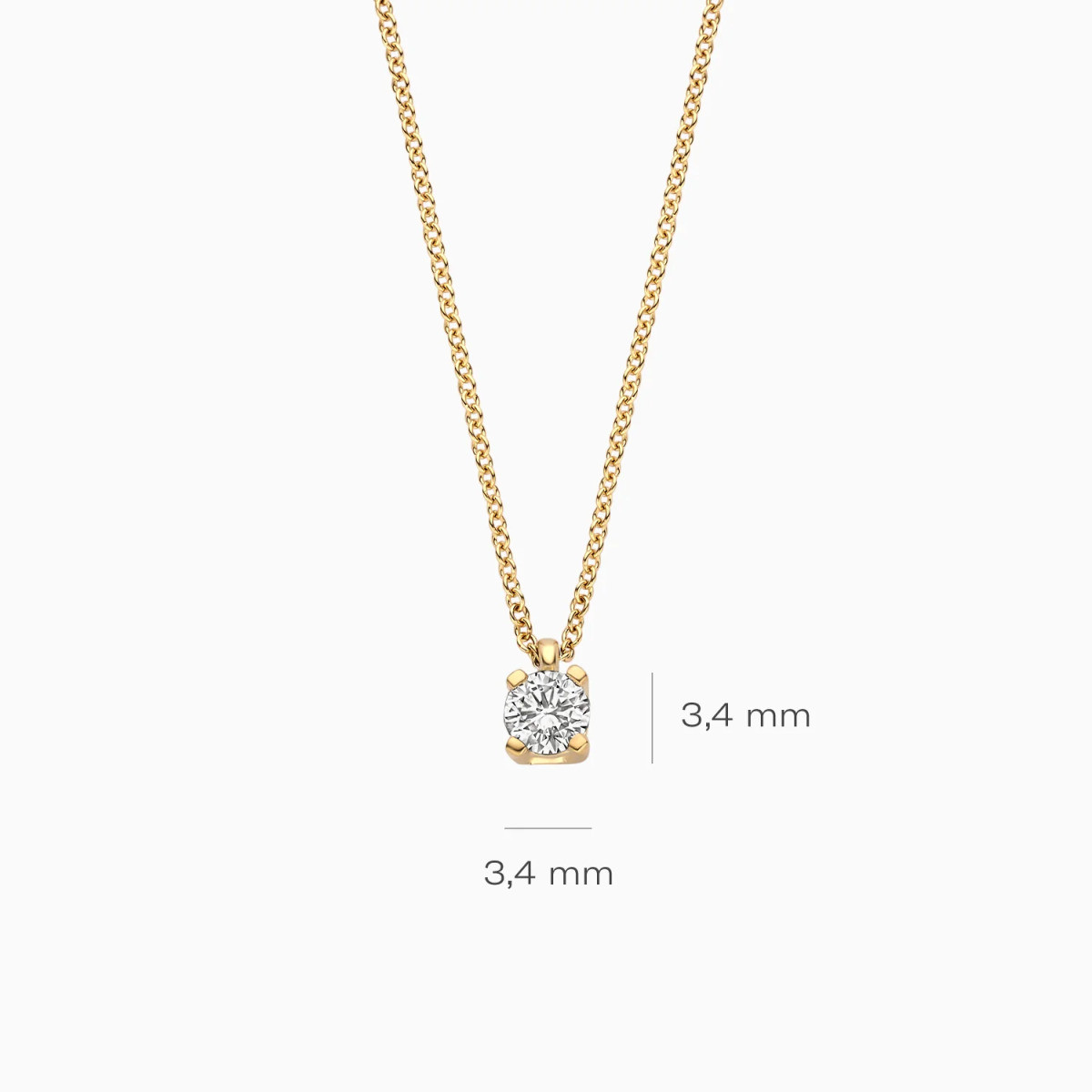 Blush Lab Diamonds LG3014Y gouden ketting met ronde lab grown diamant 0.15 crt - Lengte 42 cm