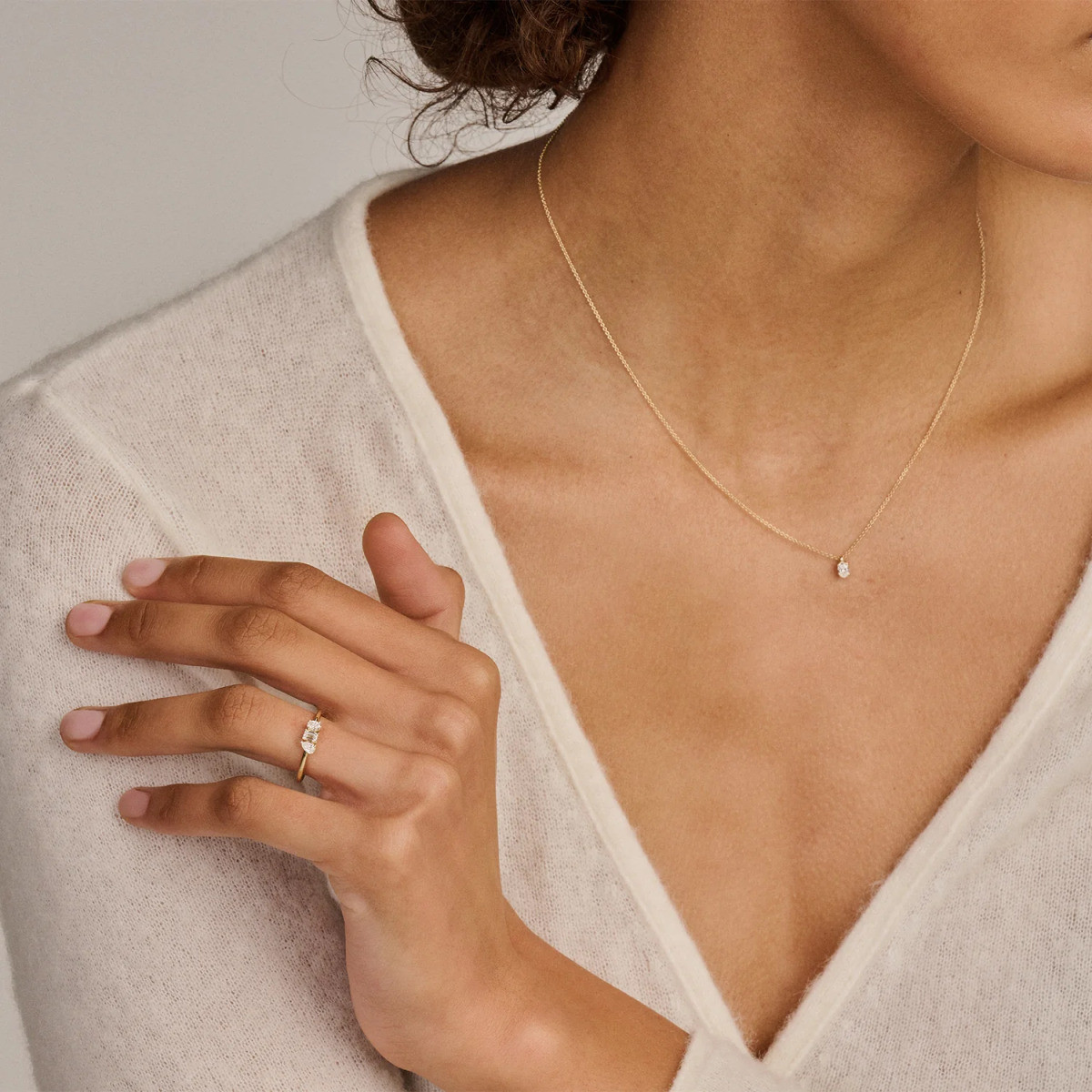 Blush Lab Diamonds LG3015Y gouden ketting met lab grown ovale diamant 0.15 crt 3 mm x 4.1 mm - Lengte 42 cm