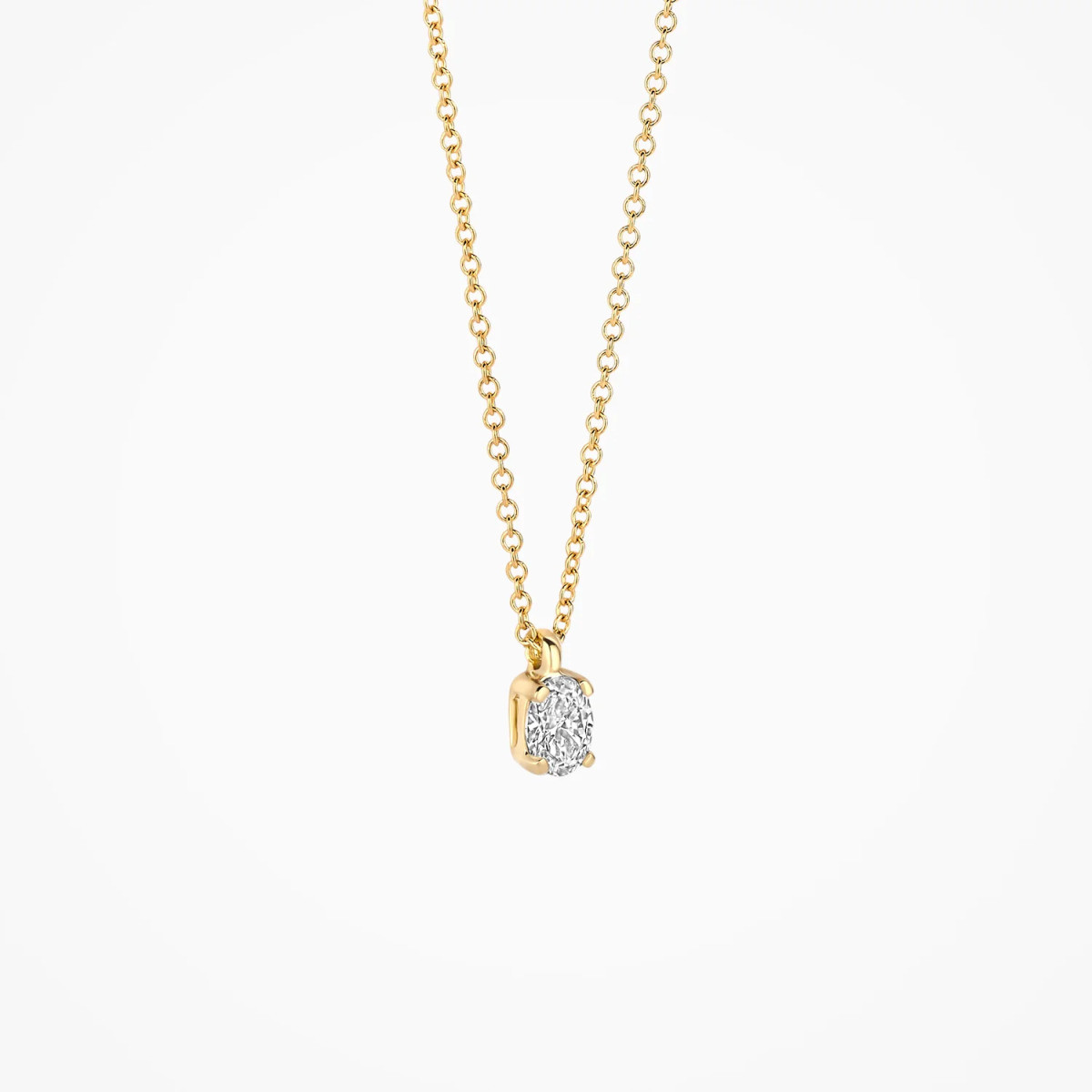 Blush Lab Diamonds LG3015Y gouden ketting met lab grown ovale diamant 0.15 crt 3 mm x 4.1 mm - Lengte 42 cm