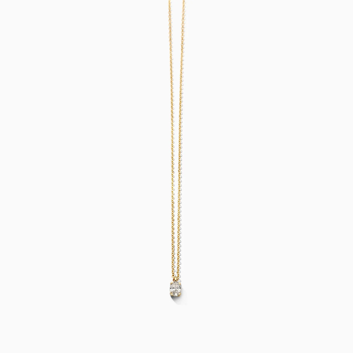 Blush Lab Diamonds LG3015Y gouden ketting met lab grown ovale diamant 0.15 crt 3 mm x 4.1 mm - Lengte 42 cm