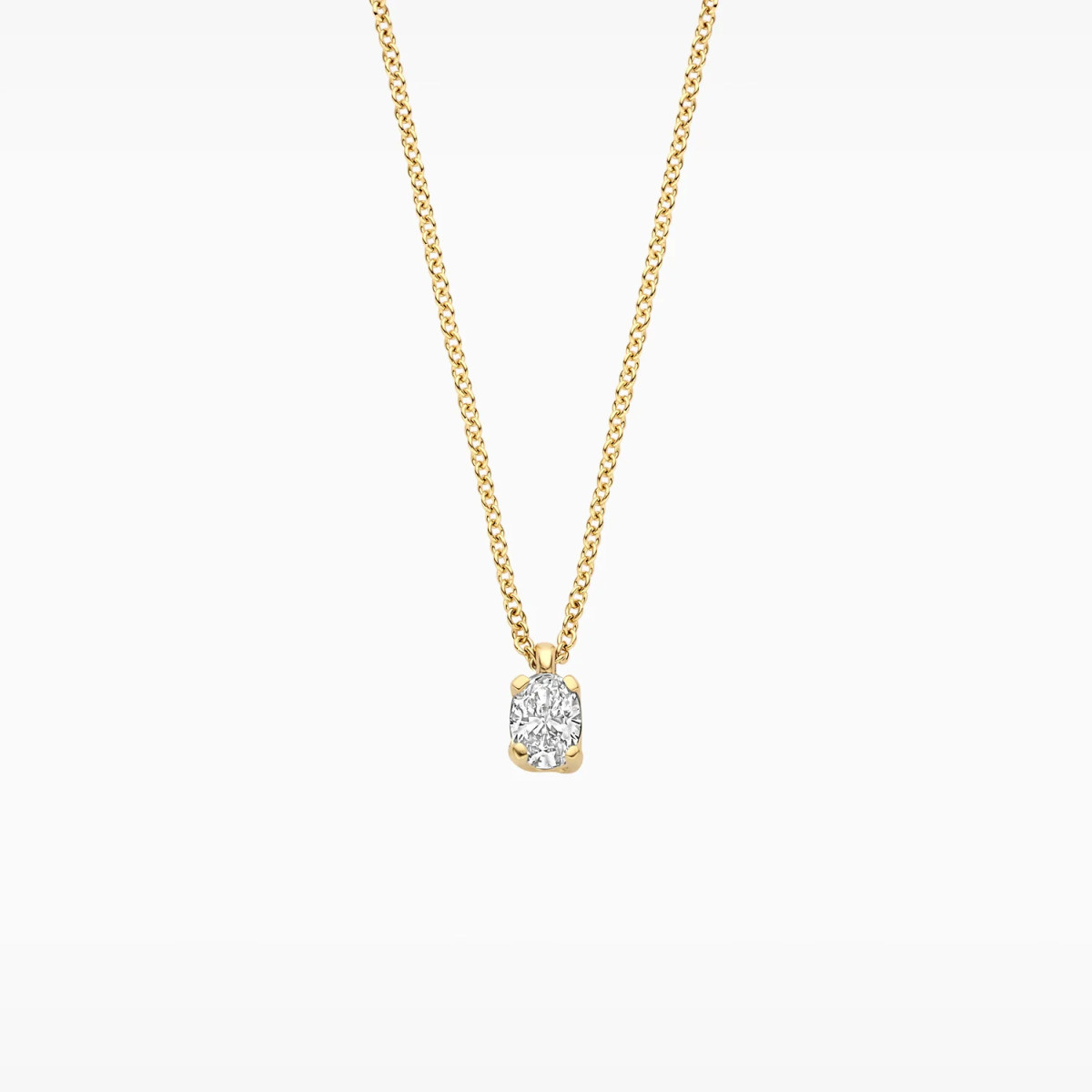 Blush Lab Diamonds LG3015Y gouden ketting met lab grown ovale diamant 0.15 crt 3 mm x 4.1 mm - Lengte 42 cm