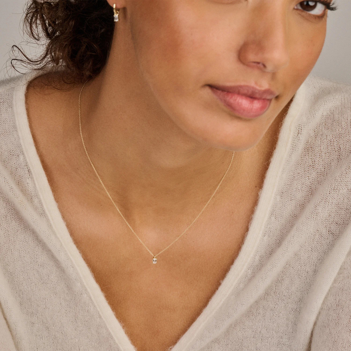 Blush Lab Diamonds LG3016Y gouden ketting met lab grown diamant rechthoek 0.2 crt 3 mm x 4.1 mm - Lengte 42 cm