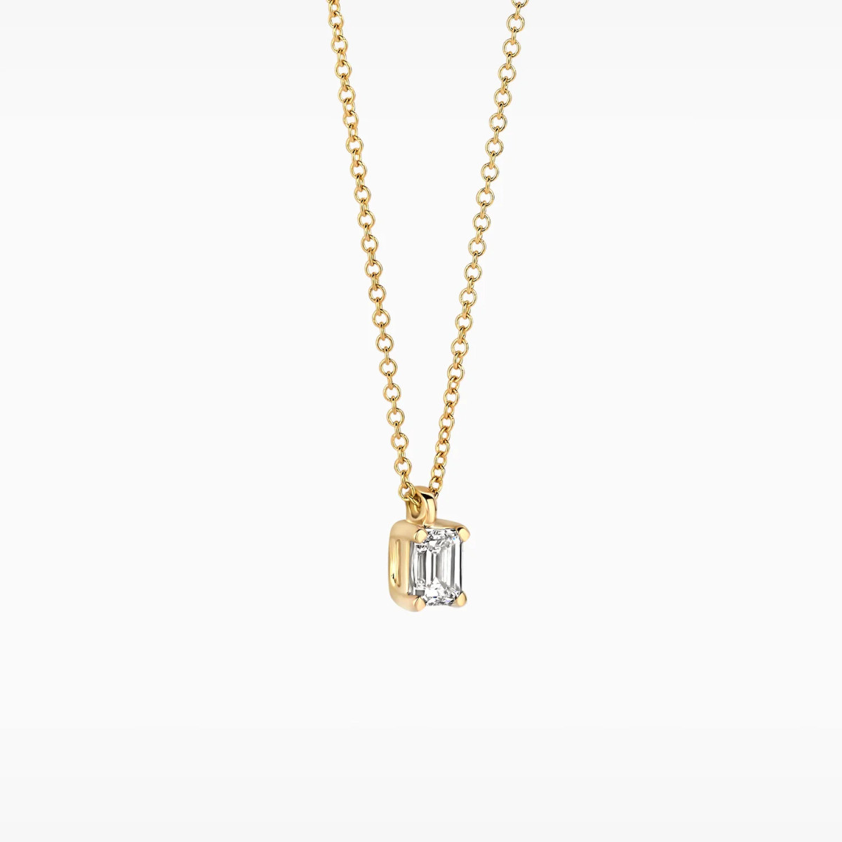 Blush Lab Diamonds LG3016Y gouden ketting met lab grown diamant rechthoek 0.2 crt 3 mm x 4.1 mm - Lengte 42 cm