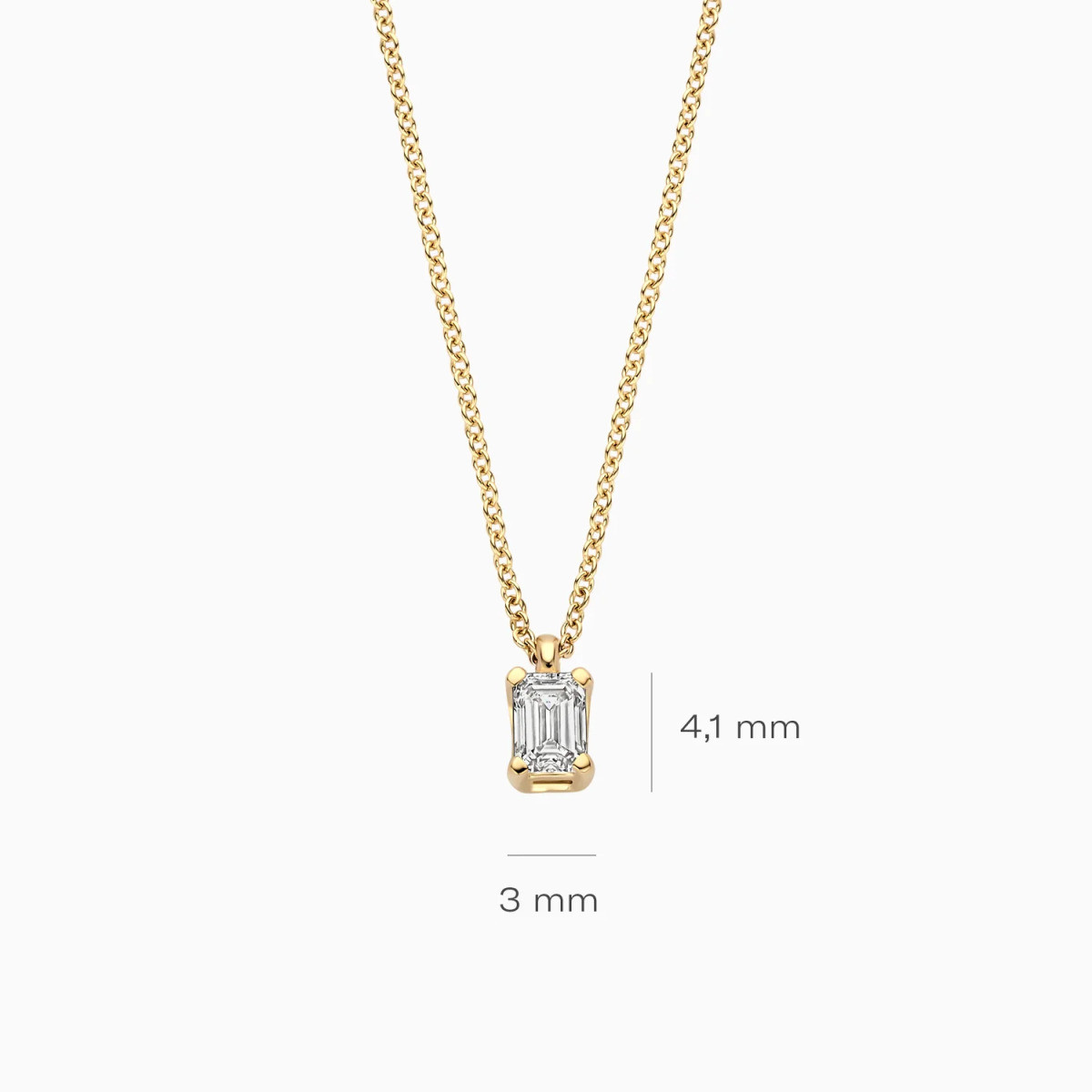 Blush Lab Diamonds LG3016Y gouden ketting met lab grown diamant rechthoek 0.2 crt 3 mm x 4.1 mm - Lengte 42 cm