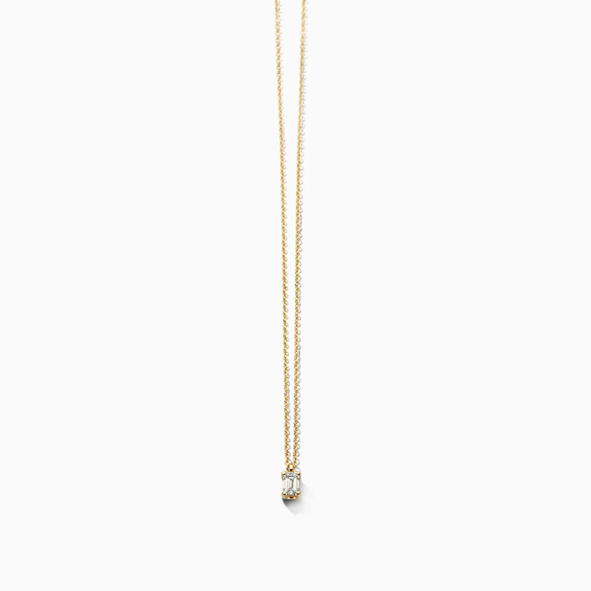 Blush Lab Diamonds LG3016Y gouden ketting met lab grown diamant rechthoek 0.2 crt 3 mm x 4.1 mm - Lengte 42 cm