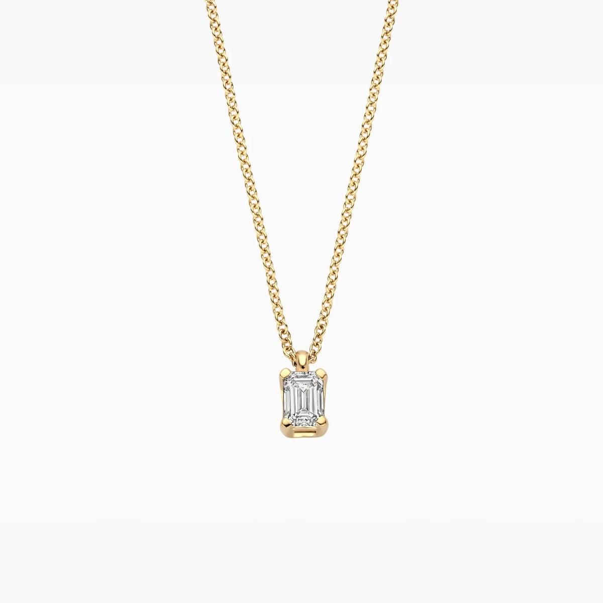 Blush Lab Diamonds LG3016Y gouden ketting met lab grown diamant rechthoek 0.2 crt 3 mm x 4.1 mm - Lengte 42 cm