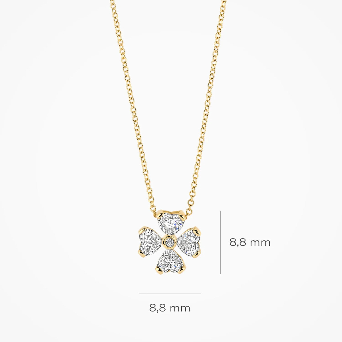 Blush Lab Diamonds LG3017Y gouden ketting met klavertje vier lab grown diamant 0.61 crt - Lengte 42 cm