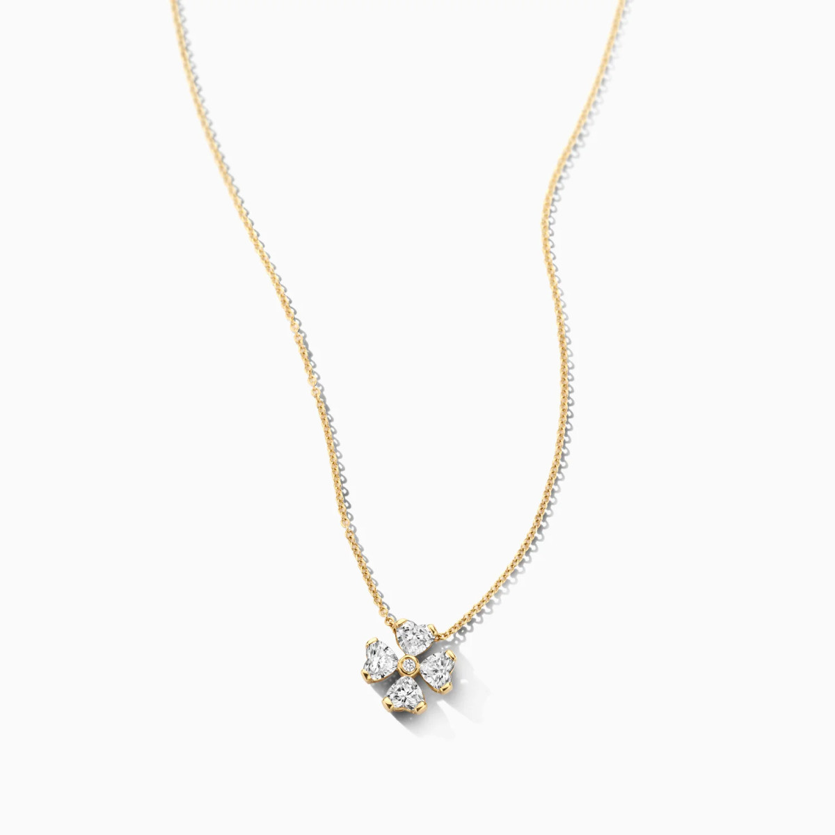 Blush Lab Diamonds LG3017Y gouden ketting met klavertje vier lab grown diamant 0.61 crt - Lengte 42 cm