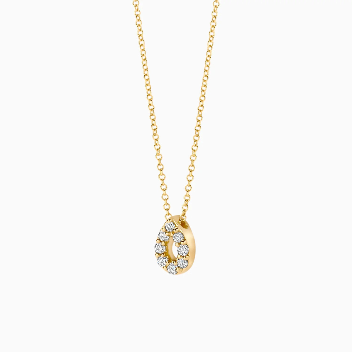 Blush Lab Diamonds LG3018Y gouden ketting druppel lab grown diamant 0.12 crt - Lengte 42 cm