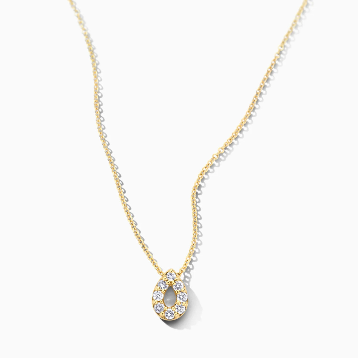 Blush Lab Diamonds LG3018Y gouden ketting druppel lab grown diamant 0.12 crt - Lengte 42 cm
