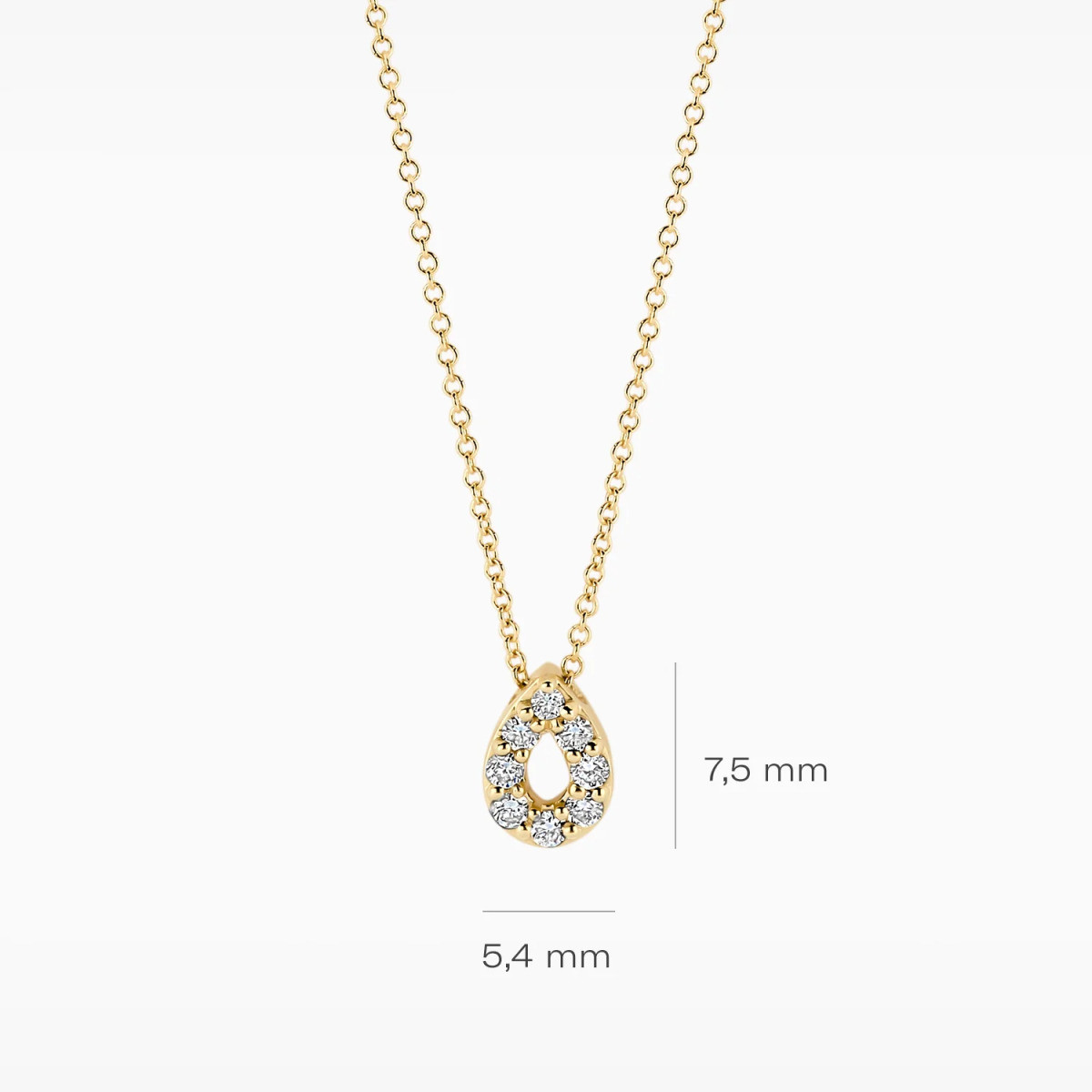 Blush Lab Diamonds LG3018Y gouden ketting druppel lab grown diamant 0.12 crt - Lengte 42 cm