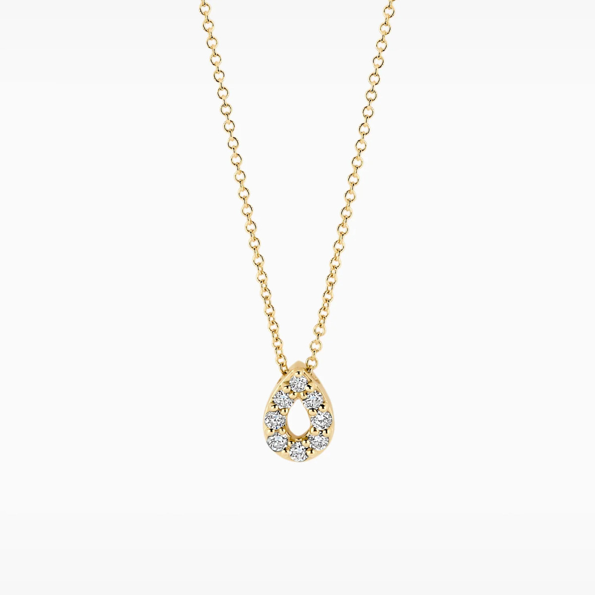 Blush Lab Diamonds LG3018Y gouden ketting druppel lab grown diamant 0.12 crt - Lengte 42 cm