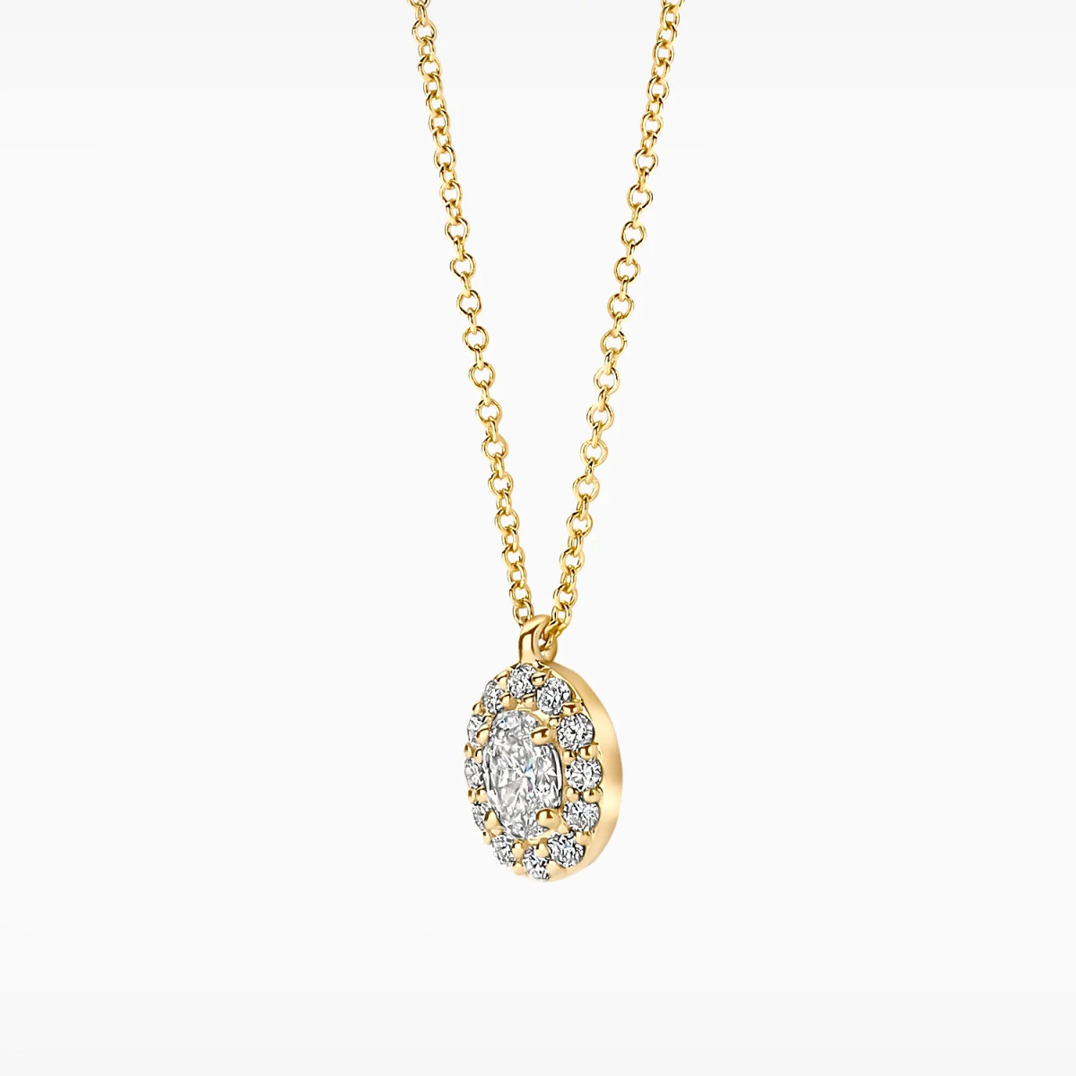 Blush Lab Diamonds LG3019Y gouden ketting met ovale lab grown diamant 0.32 crt 6 mm x 9.1 mm - Lengte 42 cm