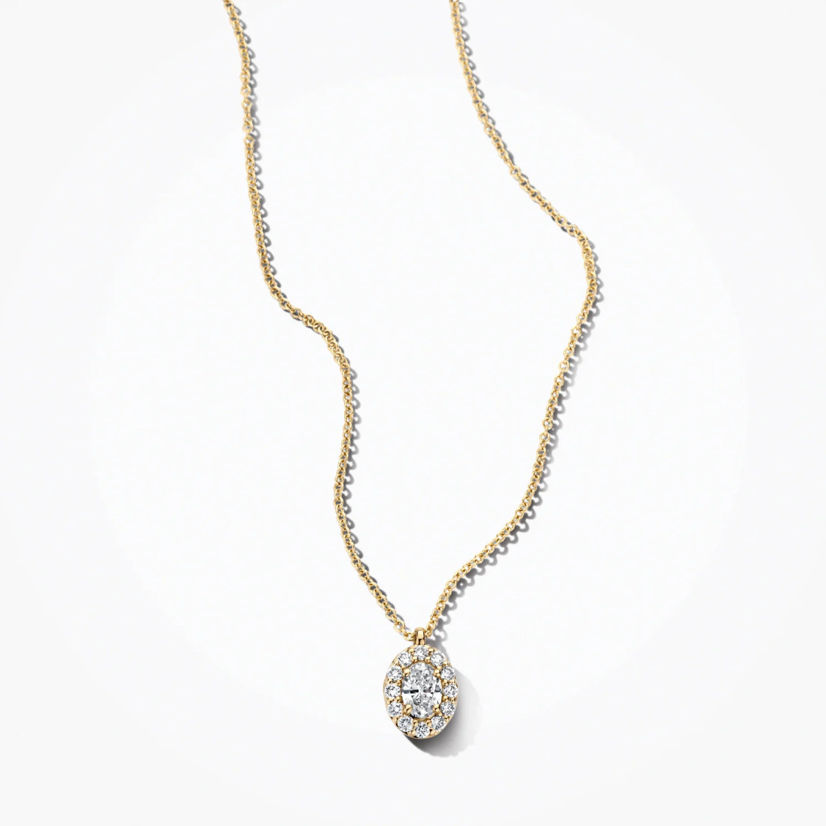 Blush Lab Diamonds LG3019Y gouden ketting met ovale lab grown diamant 0.32 crt 6 mm x 9.1 mm - Lengte 42 cm