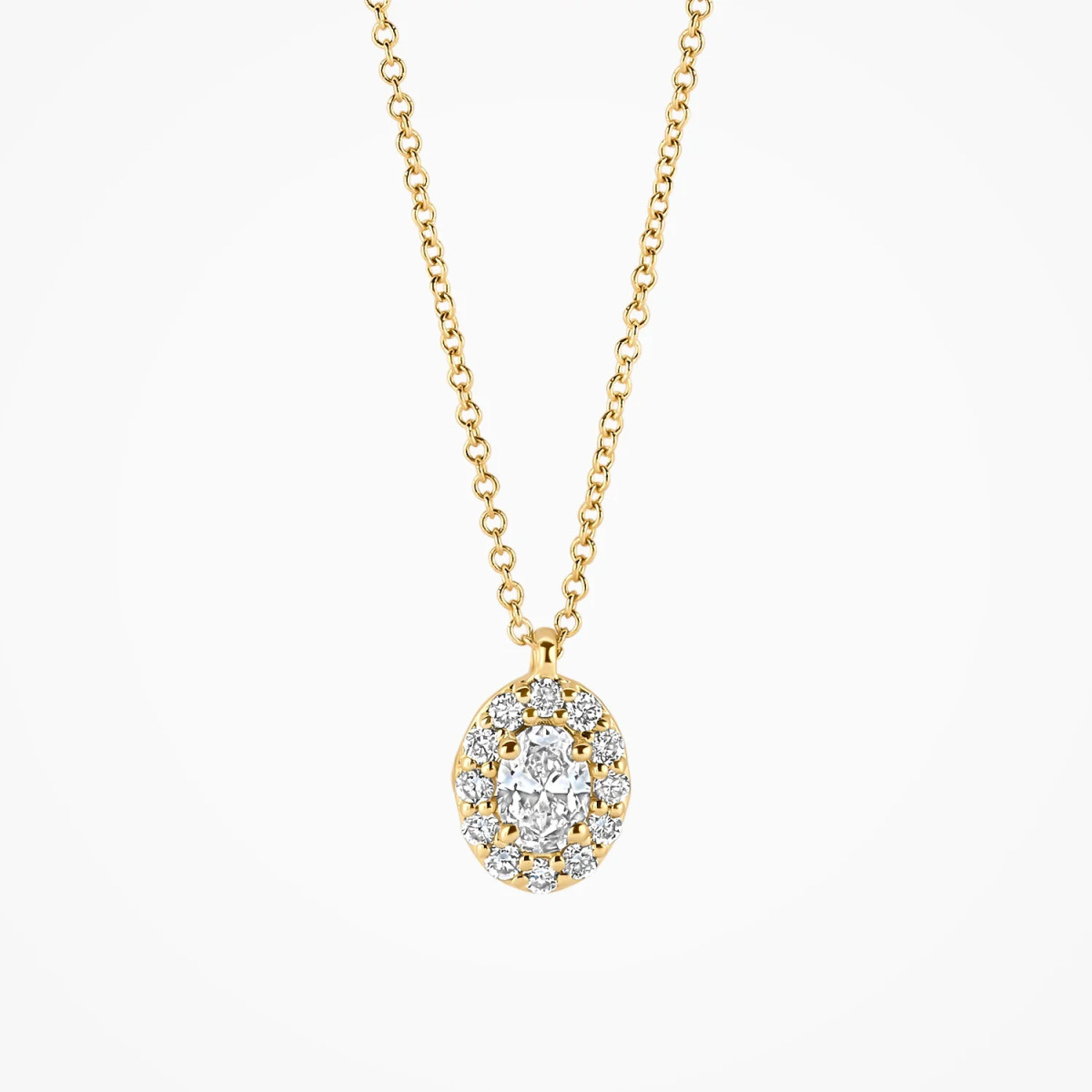 Blush Lab Diamonds LG3019Y gouden ketting met ovale lab grown diamant 0.32 crt 6 mm x 9.1 mm - Lengte 42 cm