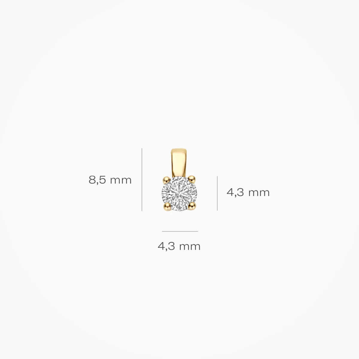 Blush Lab Diamonds LG6001Y gouden hanger met ronde lab grown diamant 0.25 crt - Diameter 4.3 mm