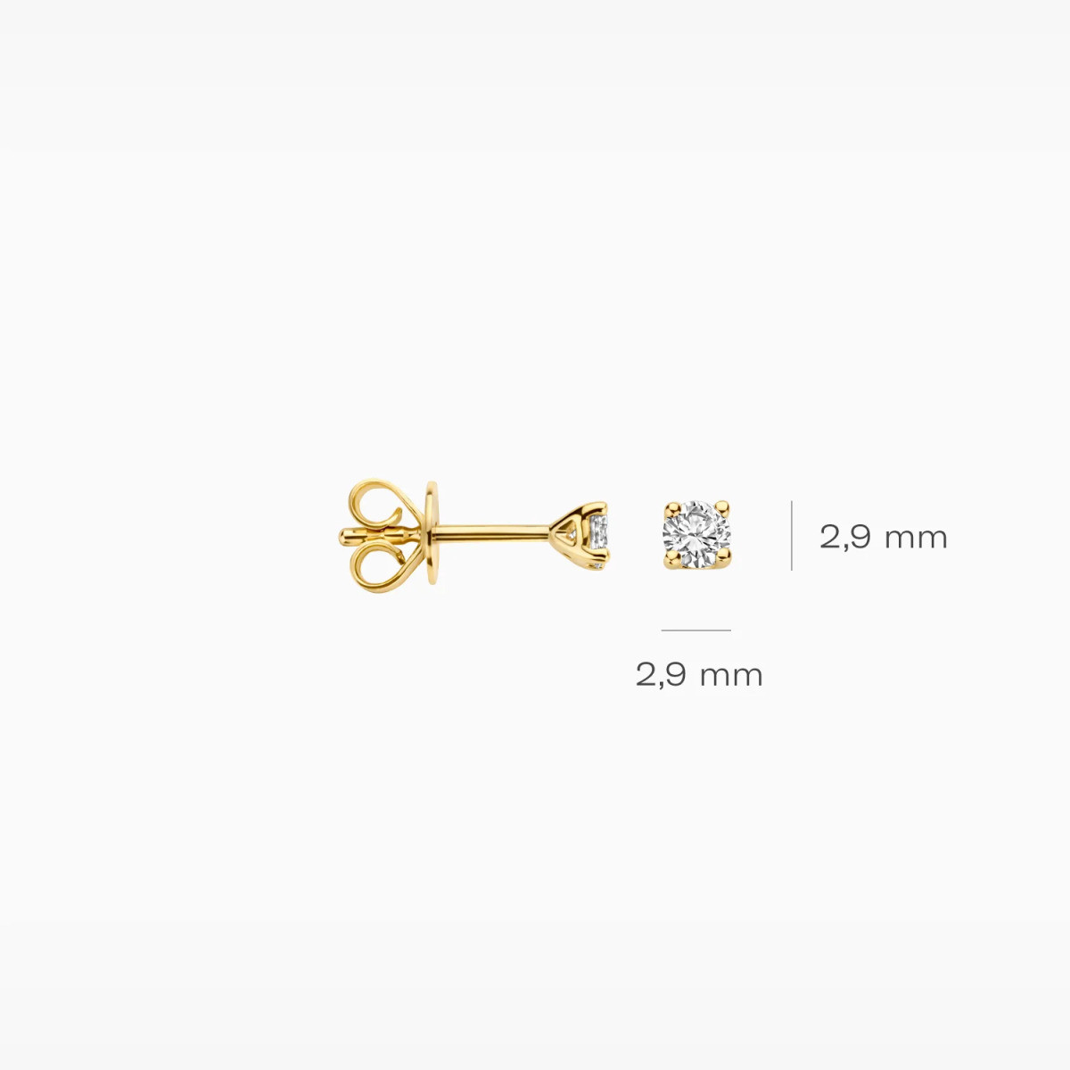 Blush Lab Diamonds LG7000Y gouden oorknopjes briljant geslepen 2x 0.10 crt - Diameter 2.9 mm