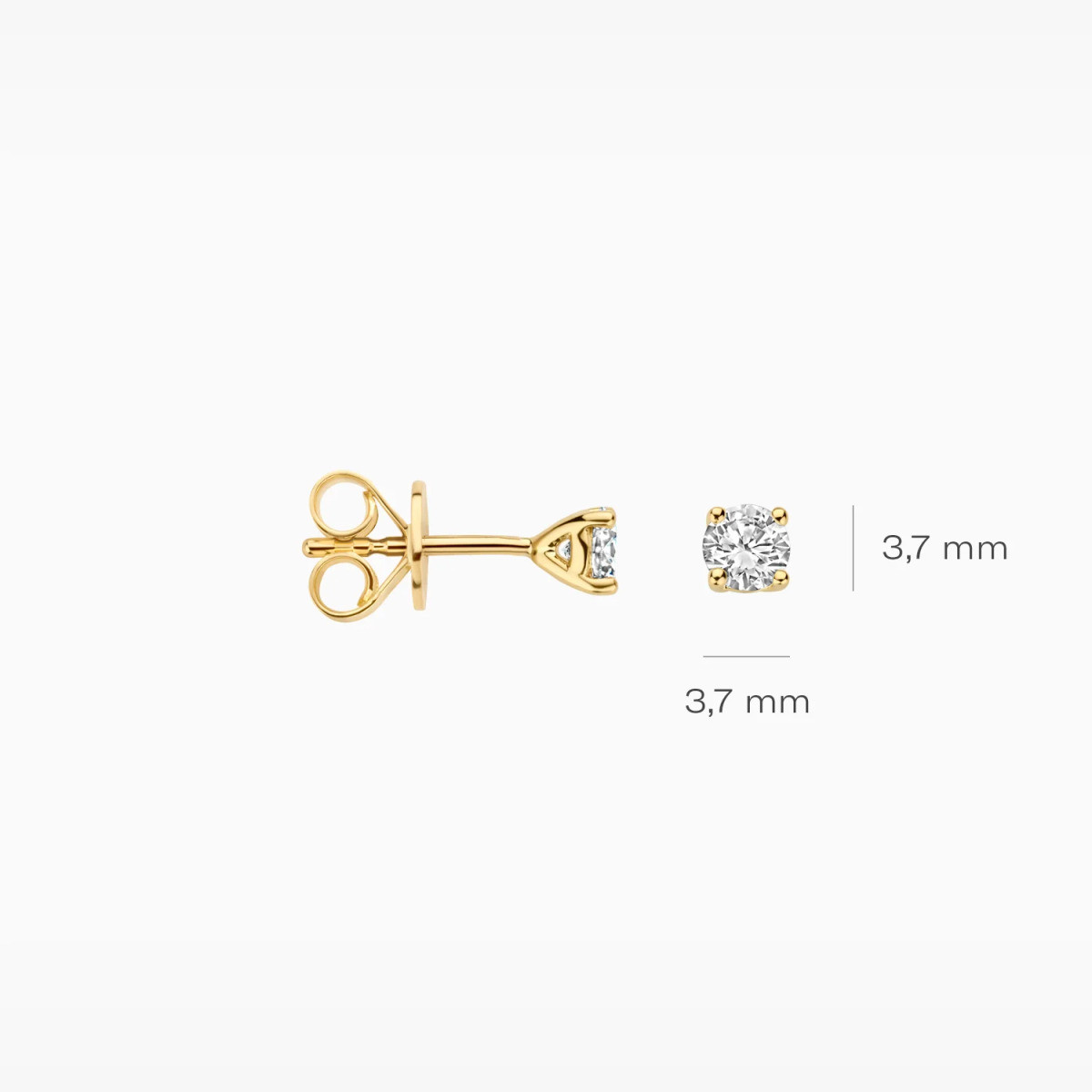 Blush Lab Diamonds LG7001Y ronde gouden oorknopjes met lab grown diamant 0.40 crt - Diameter 3.7 mm