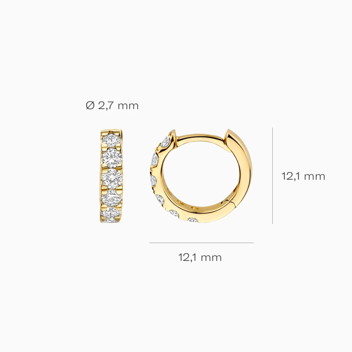 Blush Lab Diamonds LG7031Y gouden oorringen met ronde lab grown diamanten 0.58 crt - Hoogte 12 mm