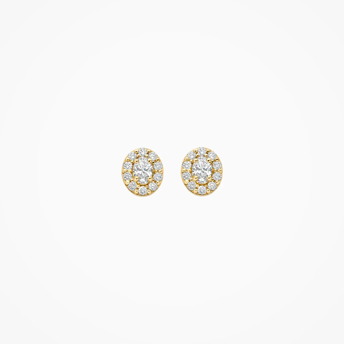 Blush Lab Diamonds LG7033Y gouden oorstekers ovaal met halo design 0.36 crt - Hoogte 6.6 mm