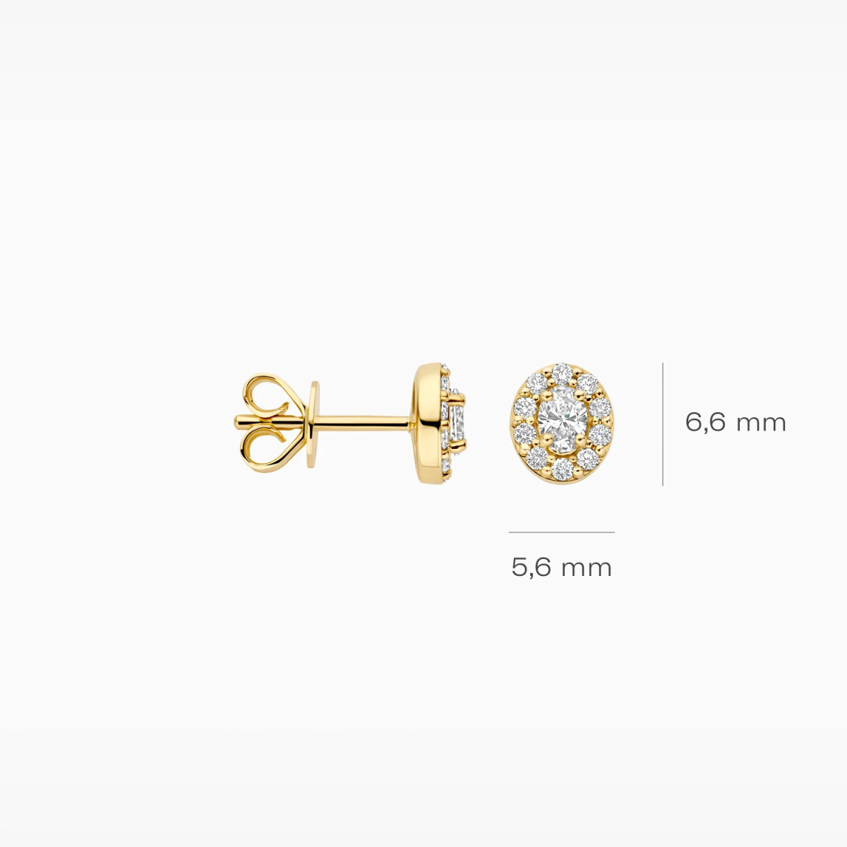 Blush Lab Diamonds LG7033Y gouden oorstekers ovaal met halo design 0.36 crt - Hoogte 6.6 mm