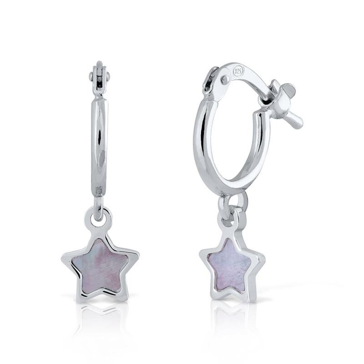 Lapetra LPPO0023 zilveren oorringen met paarse ster hanger voor kinderen - 5 mm breed