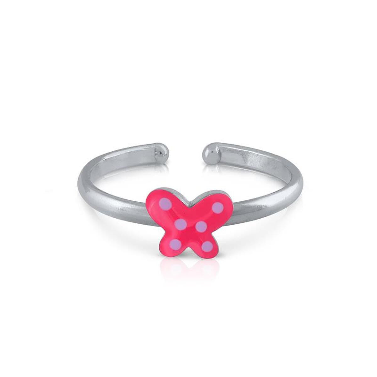 Lapetra LPRI0063 zilveren kinderring met roze vlinder in emaille - Breedte 5 mm