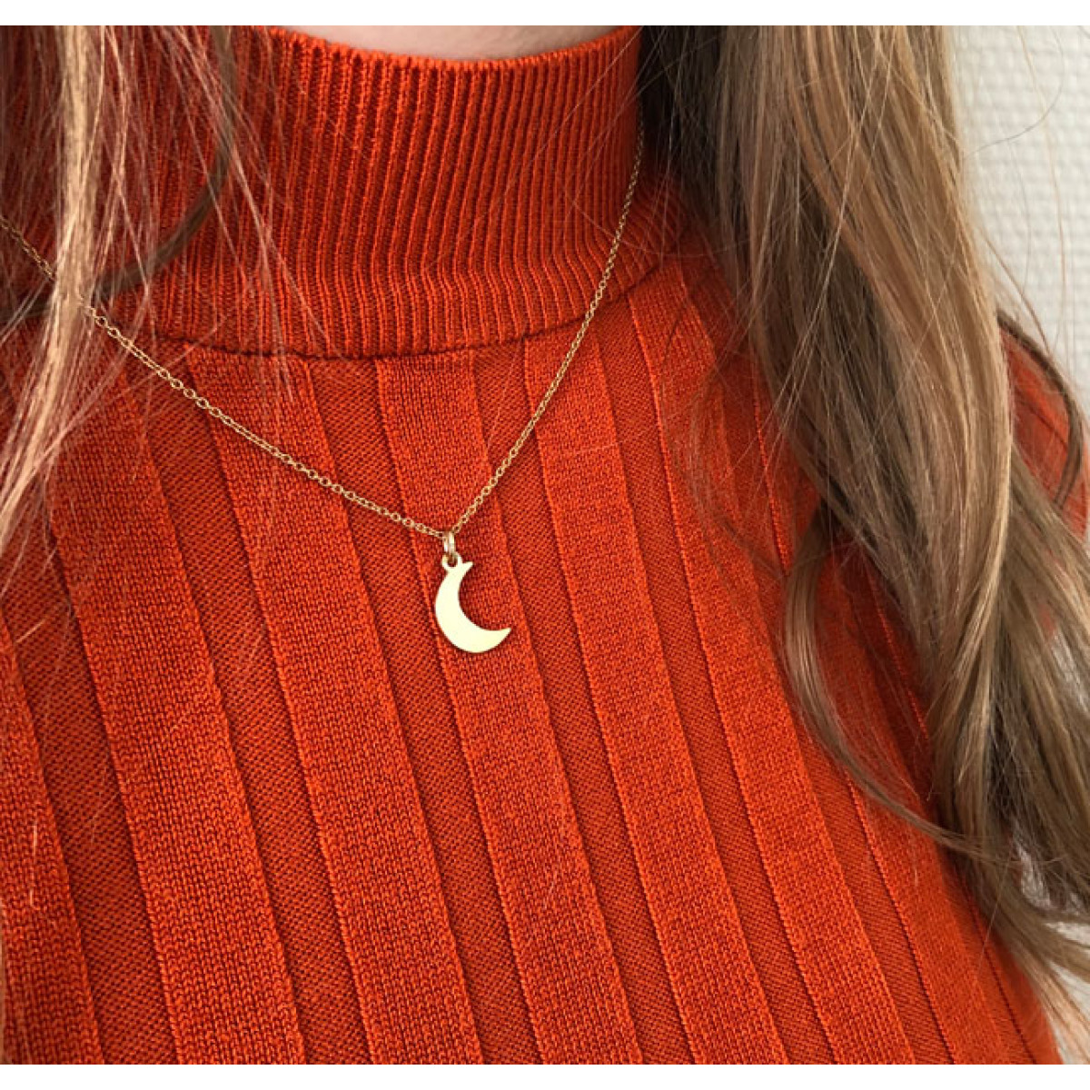 Gouden hanger halve maan met of zonder ketting