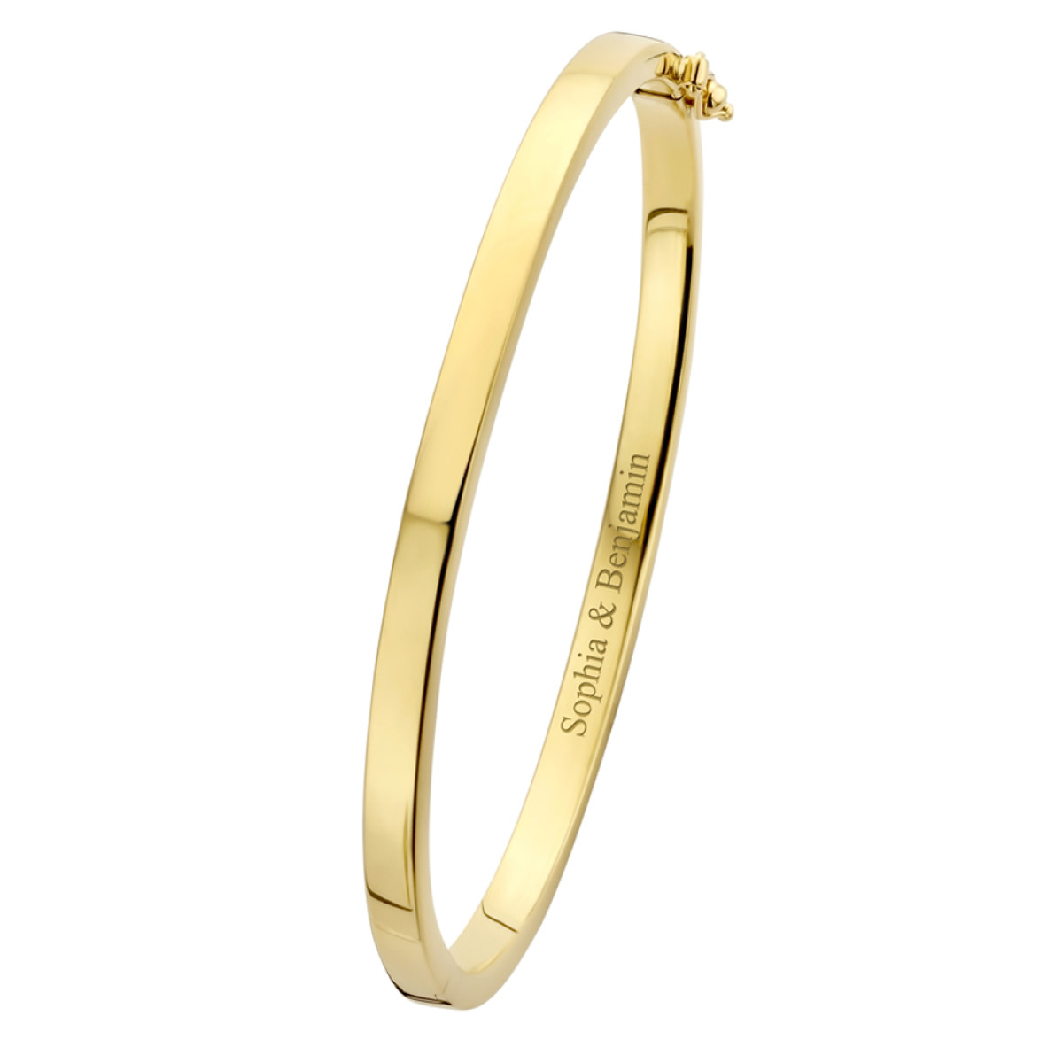 Massief gouden slavenarmband met een kern van zilver graveerbaar 4 mm 