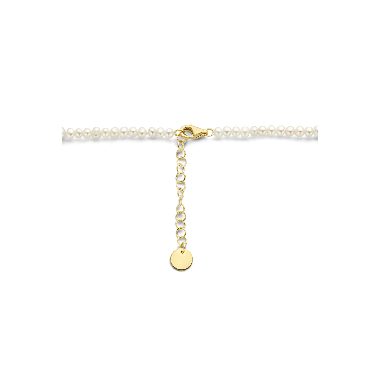 14-karaat 3.3 mm ketting met zoetwaterparels en bolletjes - Lengte 41 + 4 cm
