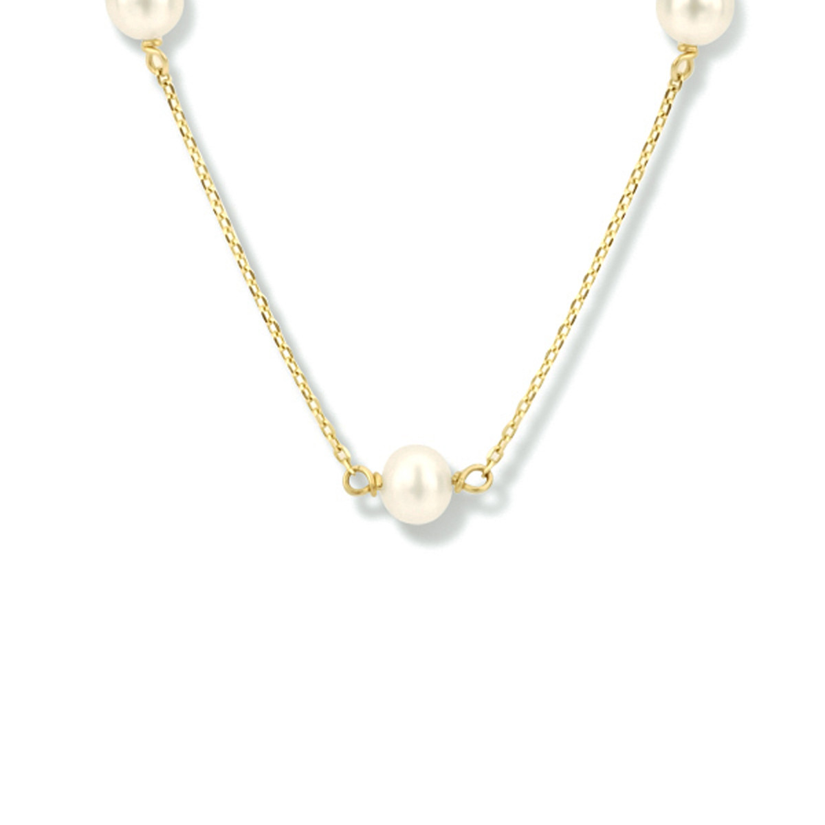14-karaat anker ketting met zoetwaterparels - Lengte 40 - 42 - 44 cm