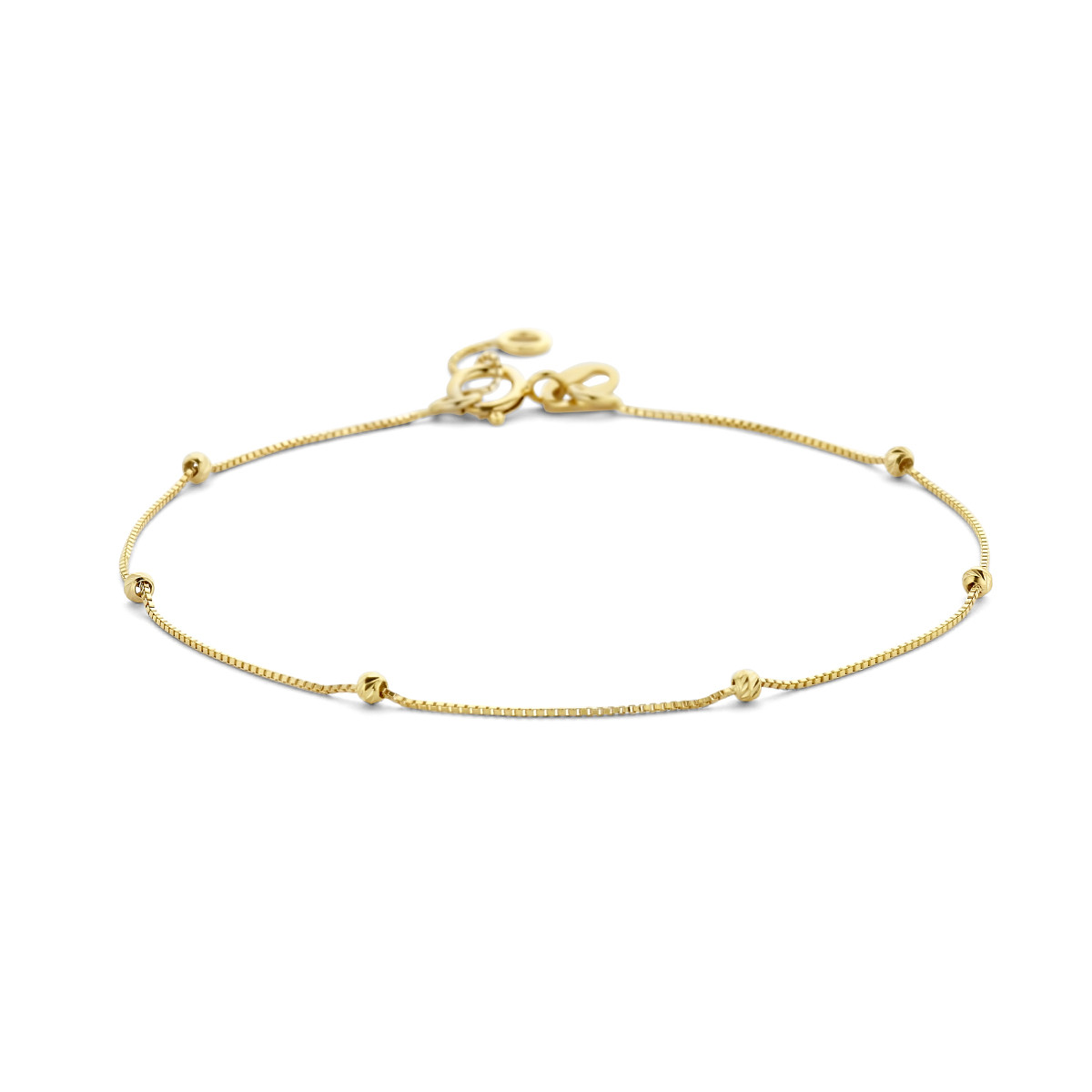 14-karaat armband met gediamanteerde bolletjes 0.5 mm - Lengte 17 - 19 cm