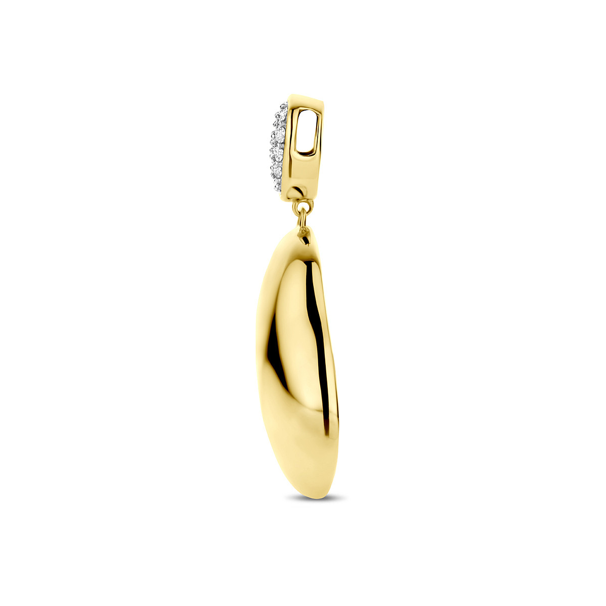 14-karaat bicolor hanger in druppel met 0.20 crt diamant 17 mm breed - Hoogte 34 mm
