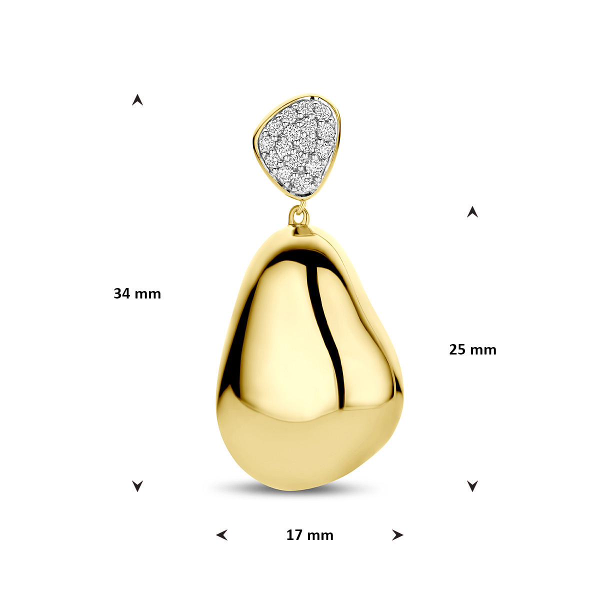 14-karaat bicolor hanger in druppel met 0.20 crt diamant 17 mm breed - Hoogte 34 mm