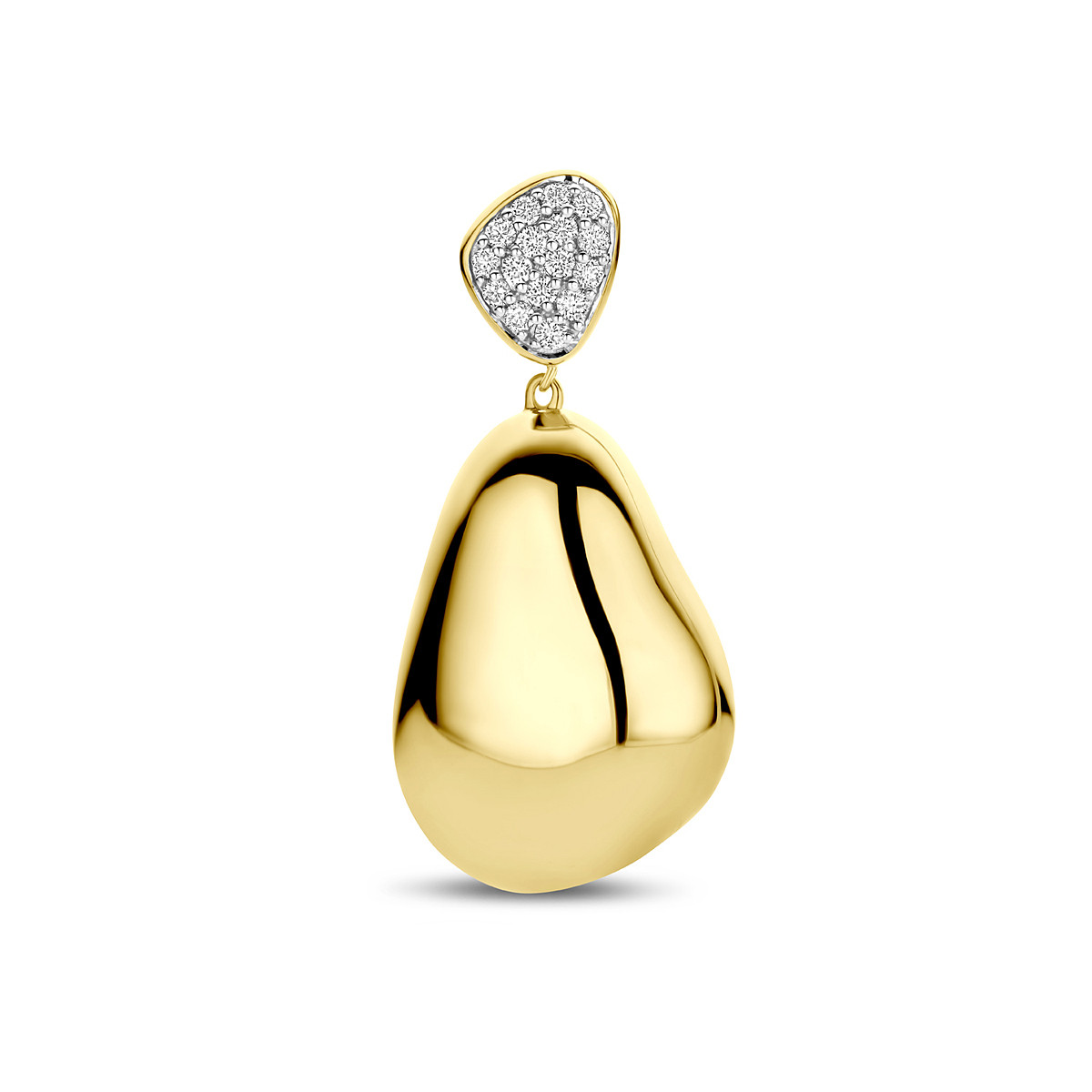 14-karaat bicolor hanger in druppel met 0.20 crt diamant 17 mm breed - Hoogte 34 mm