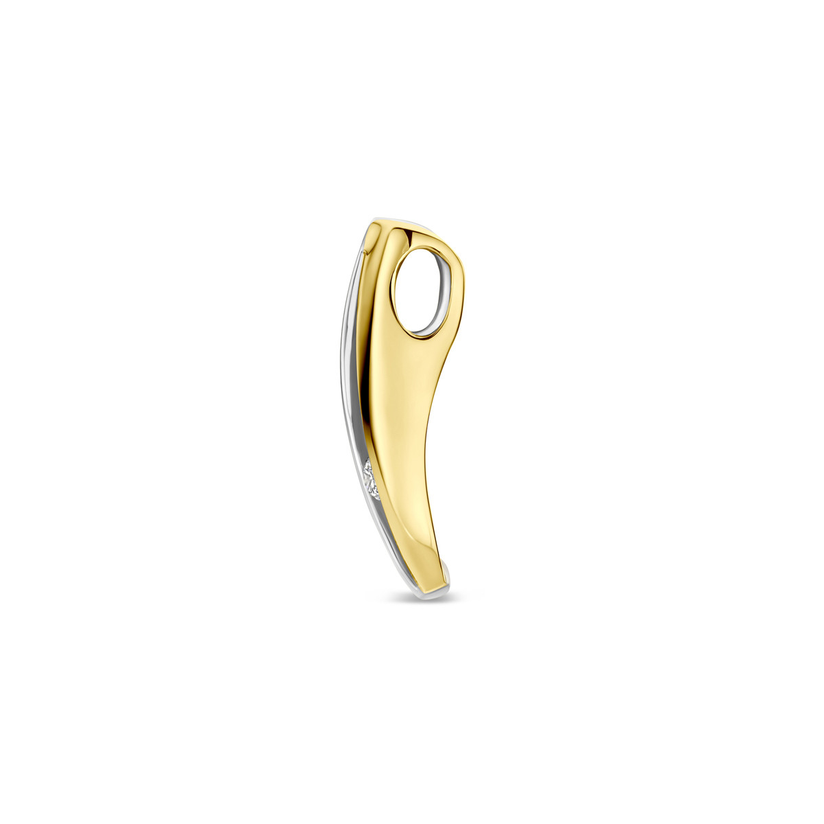 14-karaat bicolor hanger met lab grown diamant 0.04 crt - Hoogte 18 mm