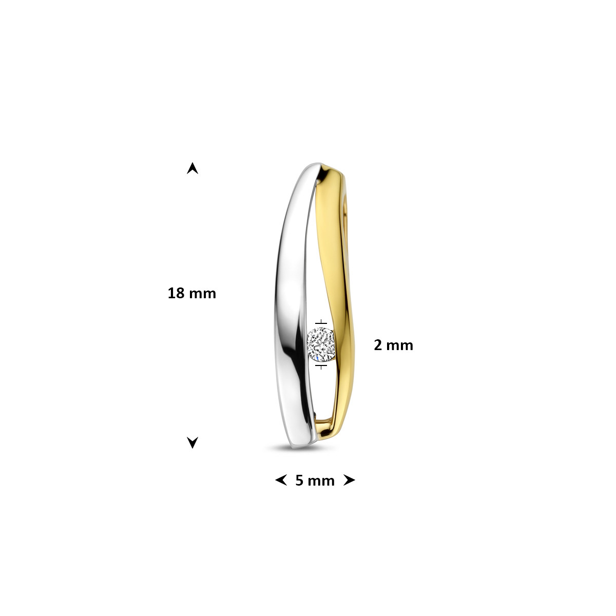 14-karaat bicolor hanger met lab grown diamant 0.04 crt - Hoogte 18 mm
