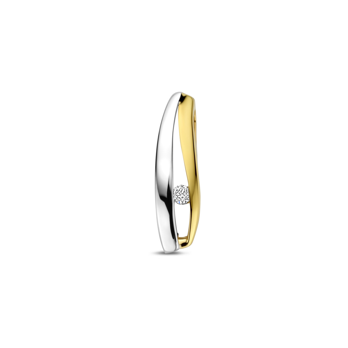 14-karaat bicolor hanger met lab grown diamant 0.04 crt - Hoogte 18 mm