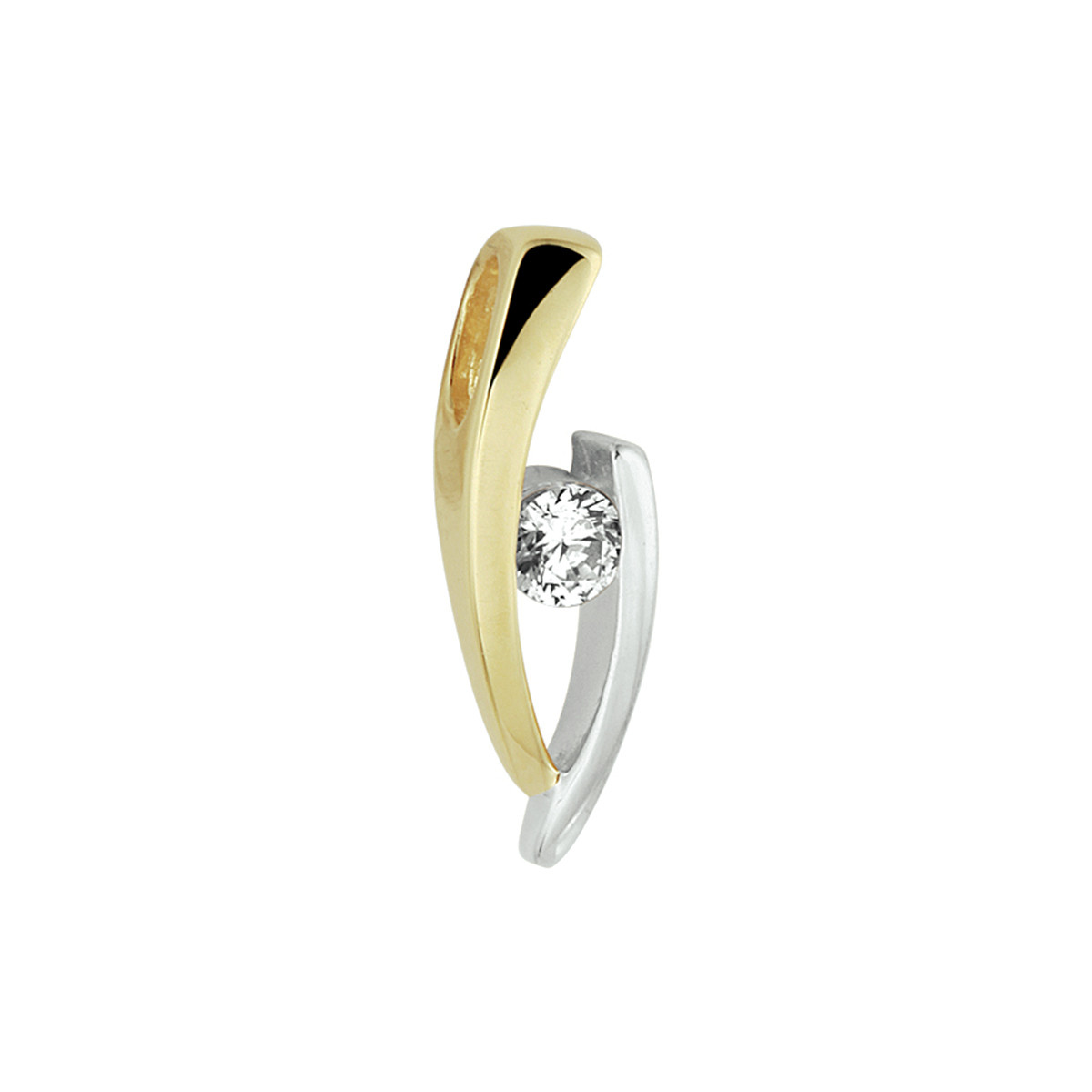 14-karaat bicolor hanger met zirkonia - 15.5 x 5 mm