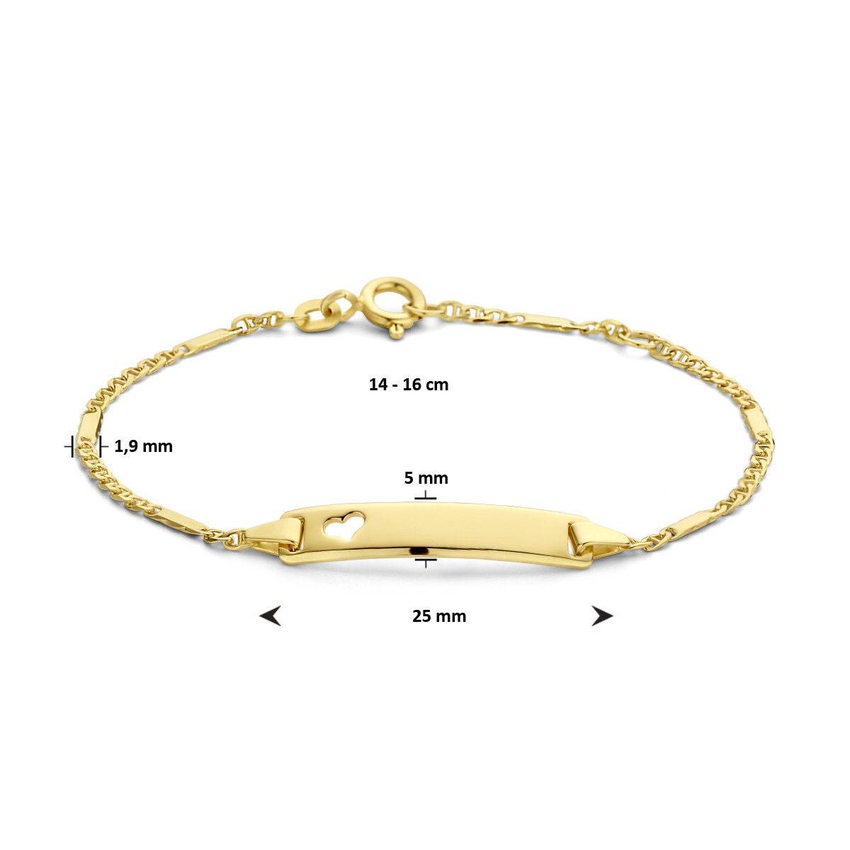 14-karaat combi graveerarmband met hartje