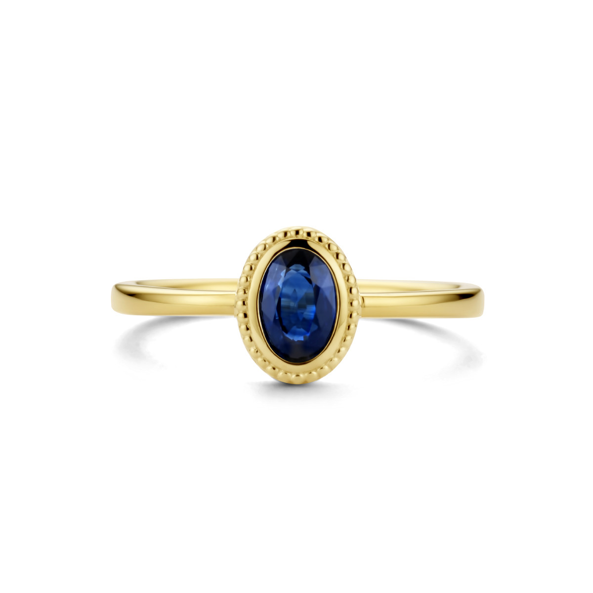 14-karaat edelsteen ring met ovale saffier 0.62 crt