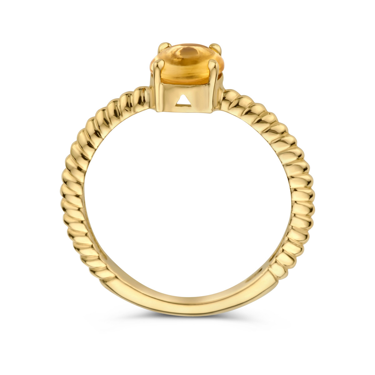 14-karaat gedraaide gouden ring met citrien van 6 mm groot