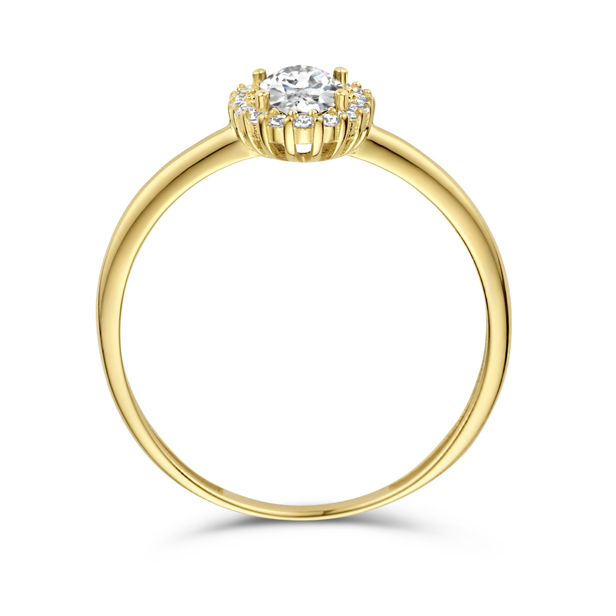 14-karaat geelgouden ring met zirkonia's 8.5 mm