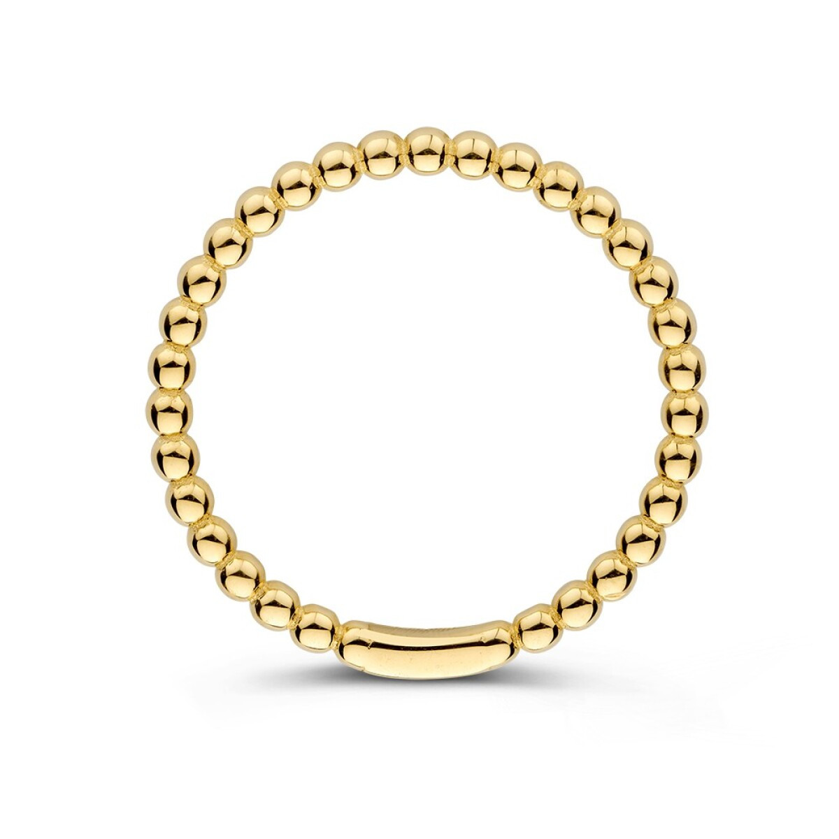 14-karaat glanzende gouden aanschuifring met bolletjesontwerp 1.8 mm breed