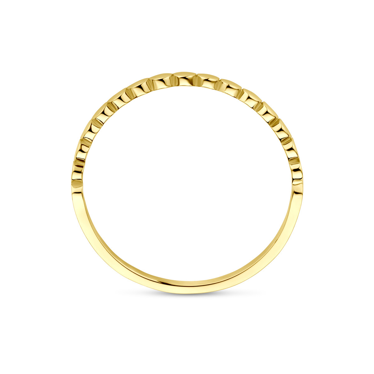 14-karaat glanzende gouden damesring met moderne cirkels 2 mm breed